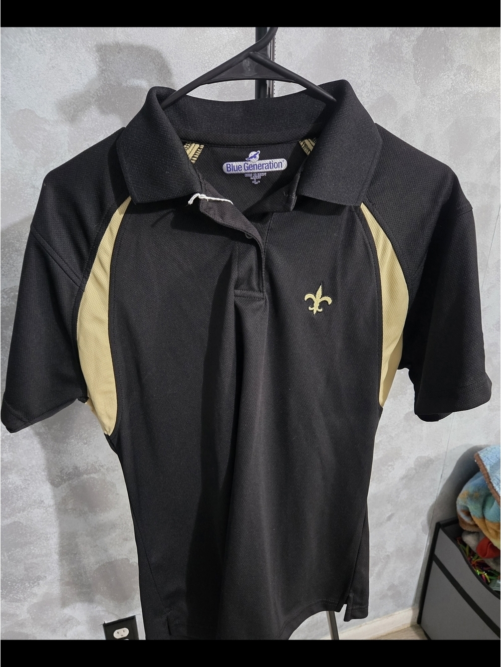 Blue Generation Women's Black Polo with Gold Accents